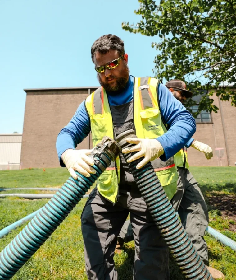 Septic tank pump-out in progress at a Nashville, Tennessee property
